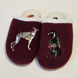 Lands' End Women's Sherpa Lined Clog House Slippers Size 6 NWOT Multi Dogs